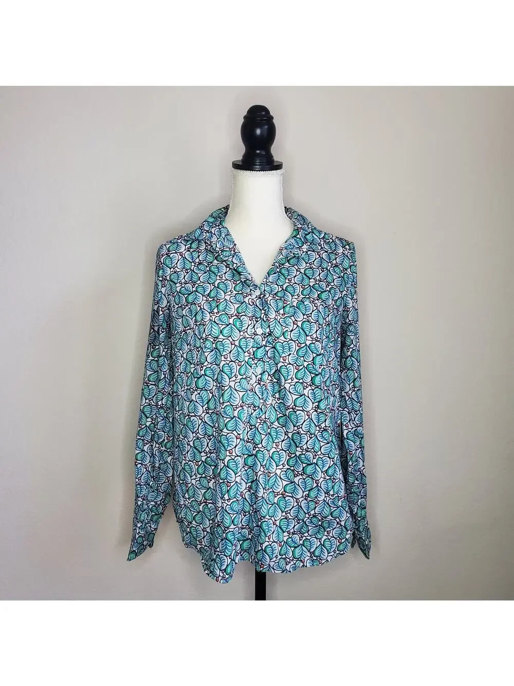 J.Crew Foliage Print Long Sleeve Blouse 8